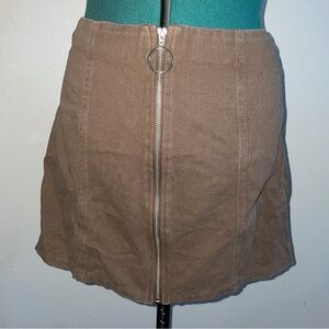 Brown denim zip skirt size L